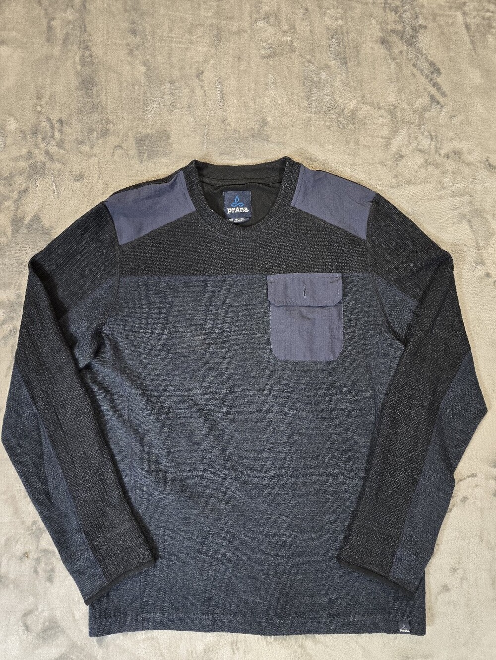 Prana Lonan Wool Blend Sweater Size Large Navy Utility